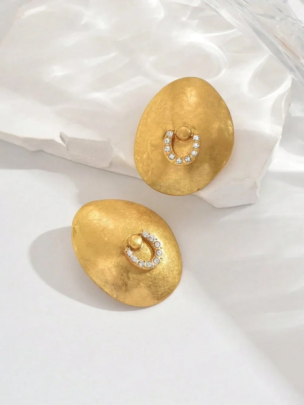 gold Women's maximalist Asymmetrical Circle Geometric Earrings